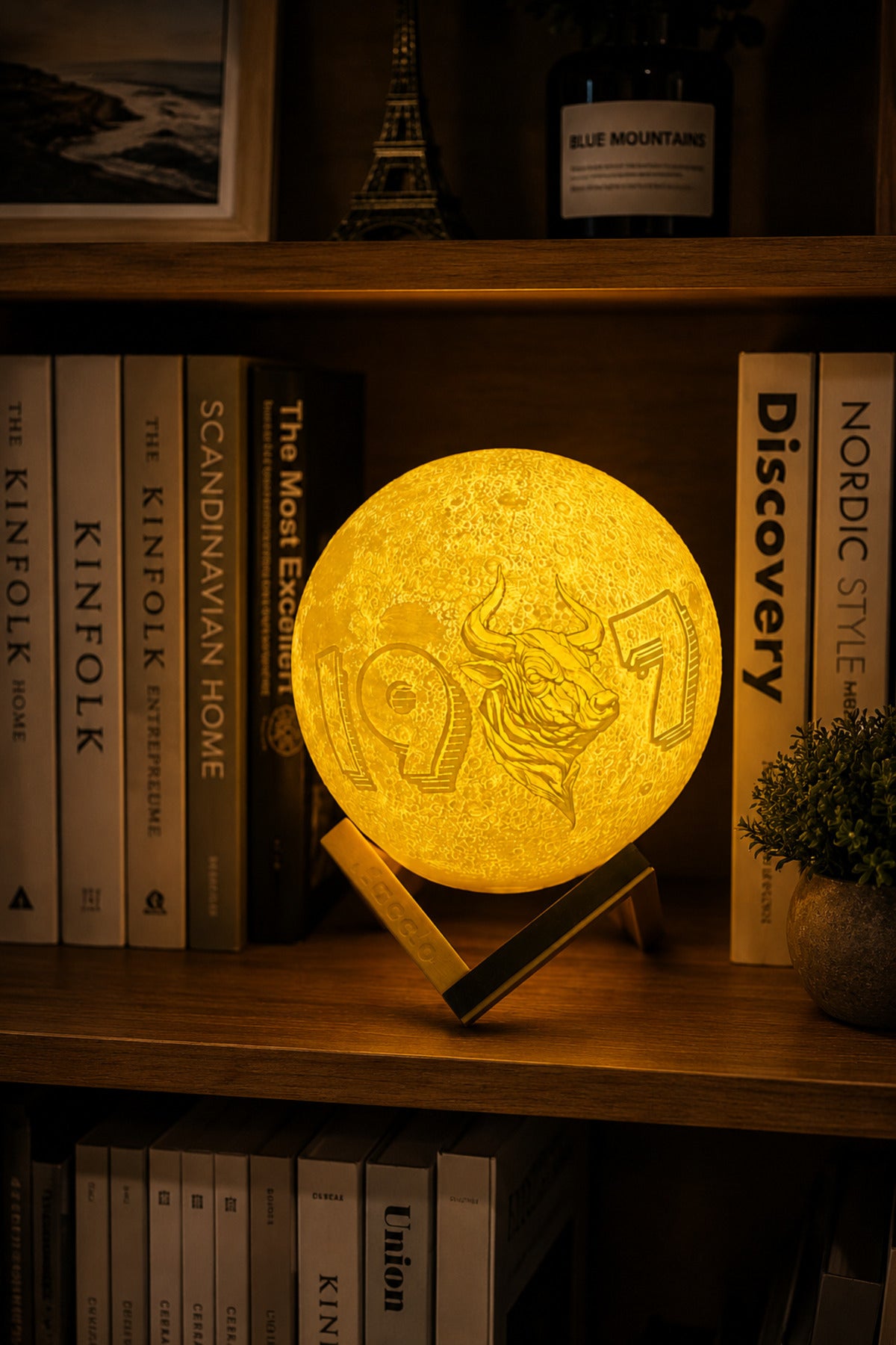 Alex Efsane Fotoğraflı 3D Dekoratif ay Gece Lambası Moon Standlı Pilli(13 Cm)