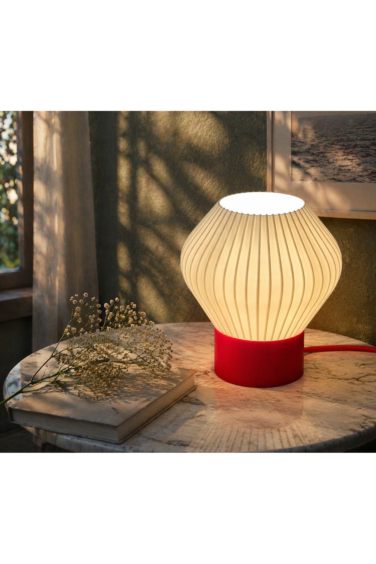 Ruby Glow Modern Gece Lambası Küre Tasarımlı Dekoratif Işık