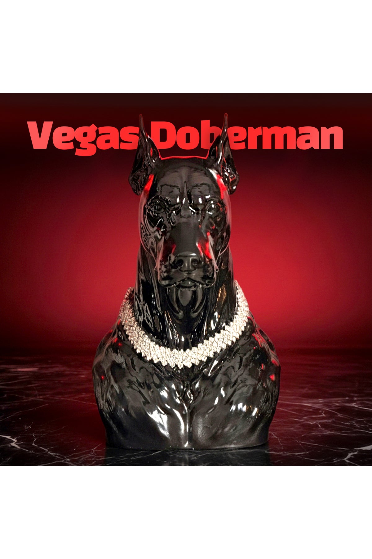 Vegas Debormen Pırlanta Kolyeli Lüks Dekoratif Doberman Figürü