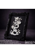 Eterna Yılan & Çiçek Rölyef Siyah Tablo | Varaklı Çerçeve 170mm x230mm