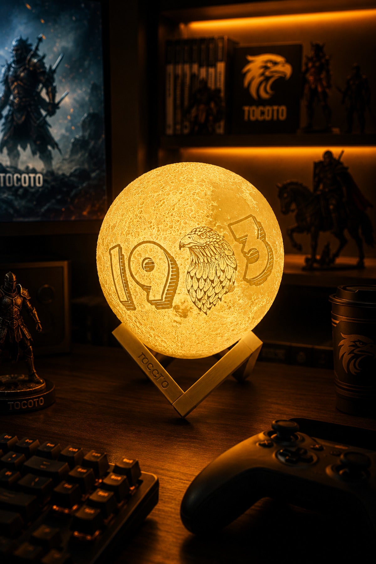 Kartal 3 Yıldız Dekoratif ay Gece Lambası Moon Lamp Pilli