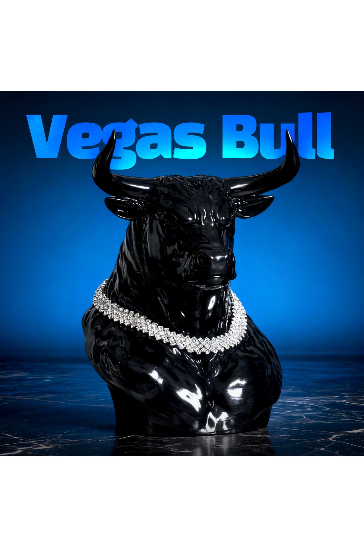 Vegas Bull Pırlanta Kolyeli Lüks Dekoratif Boğa Figürü