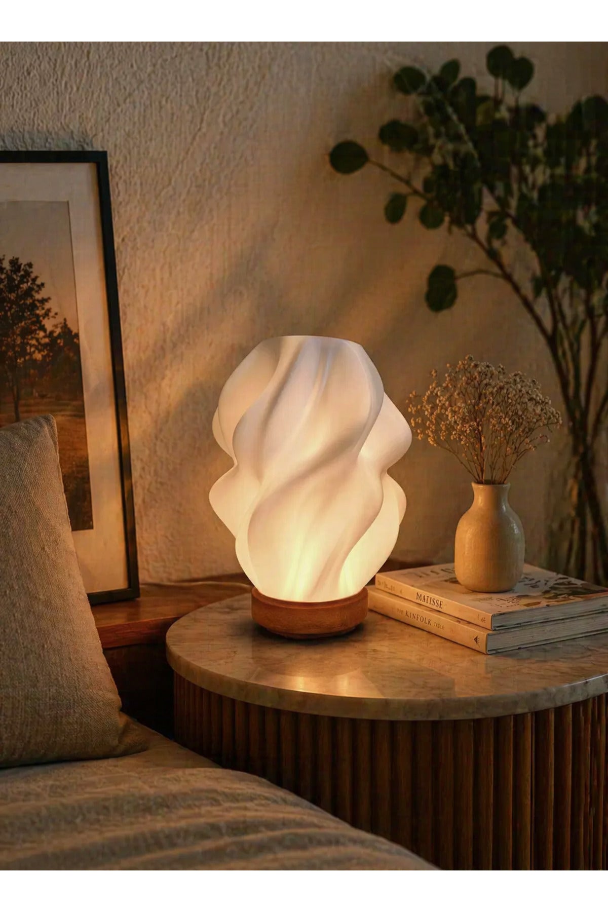 Lumea Flow Soyut Tasarımlı Dekoratif Masa Lambası Şık Gece Işığı