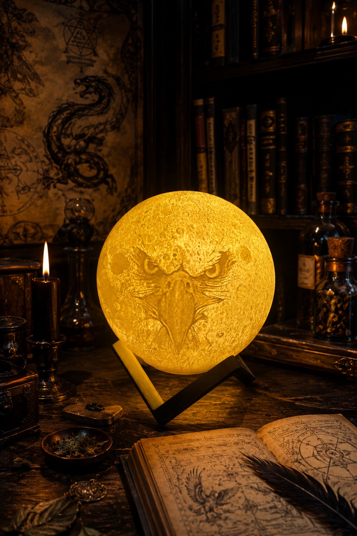 Kartal 3 Yıldız Dekoratif ay Gece Lambası Moon Lamp Pilli