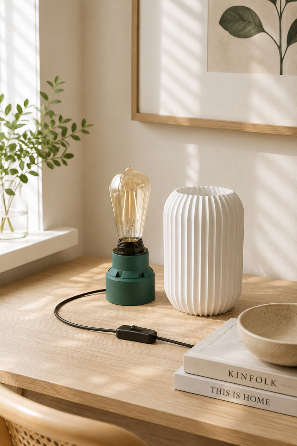 Modern Minimal Dekoratif Abajur - Masa Lambası - Yatak Odası Gece Lambası - LED Ampul Dahil