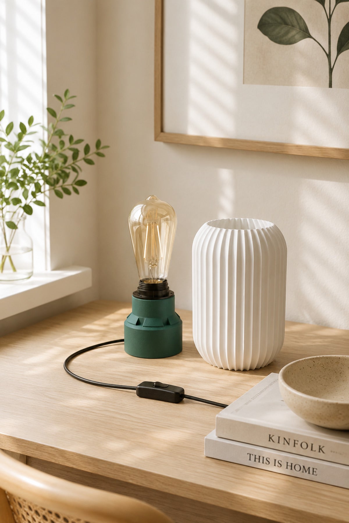 Modern Minimal Dekoratif Abajur - Masa Lambası - Yatak Odası Gece Lambası - LED Ampul Dahil