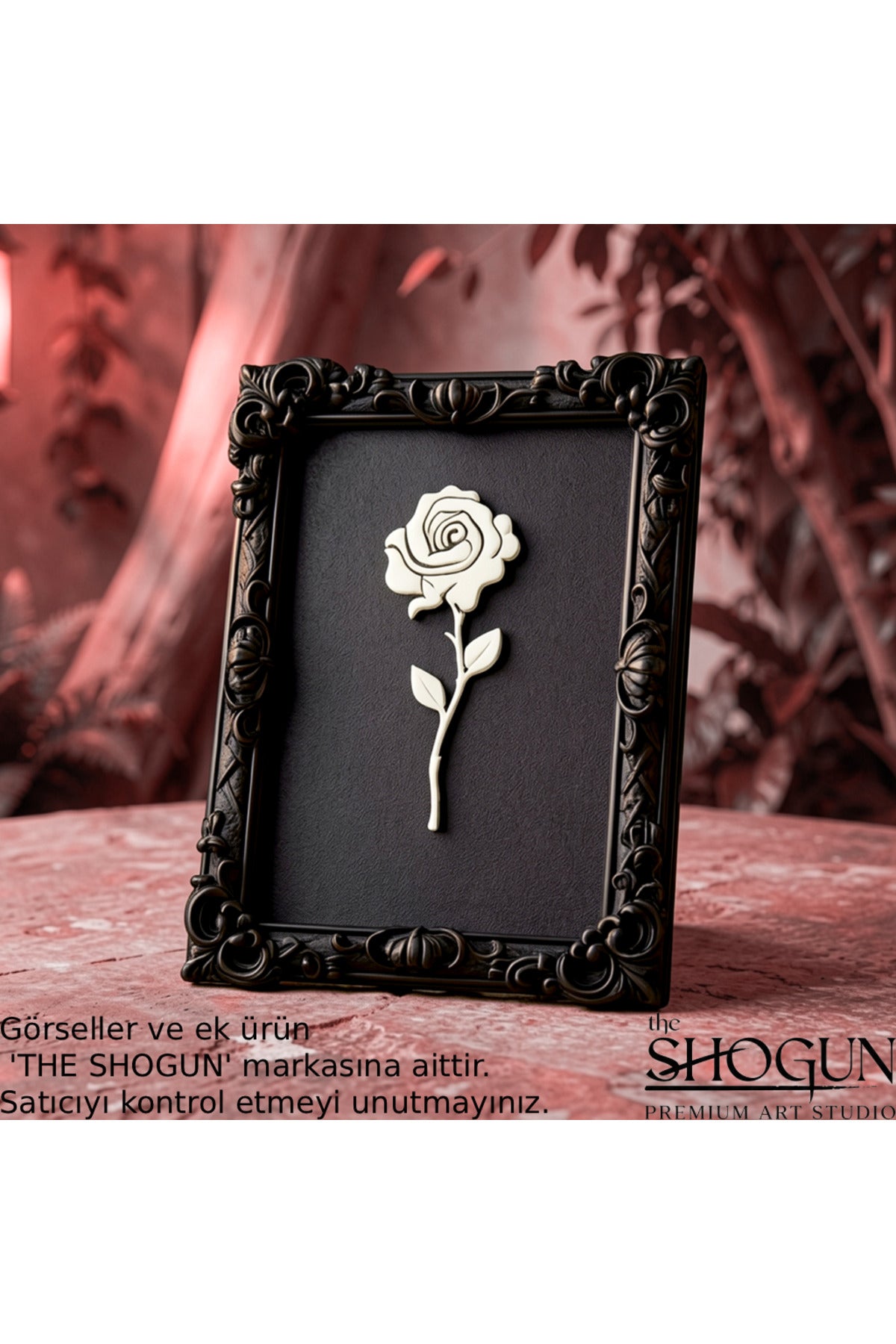 Monarch Rose Kabartma Gül Model Varaklı Premium Tablo |170MM x 230MM