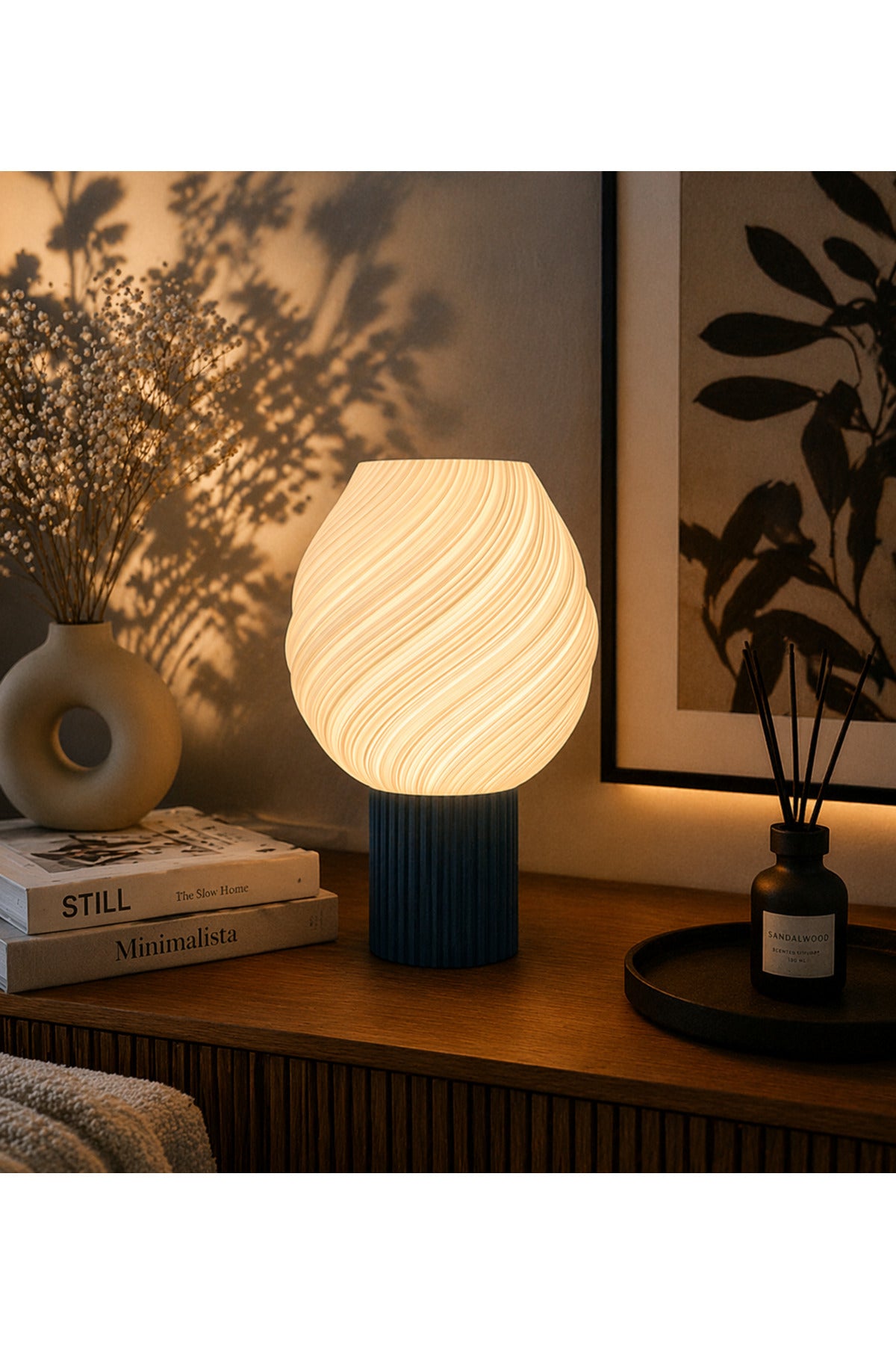 Spira Luxe Spiral Desenli Masa Lambası Estetik Masa Üstü Işığı