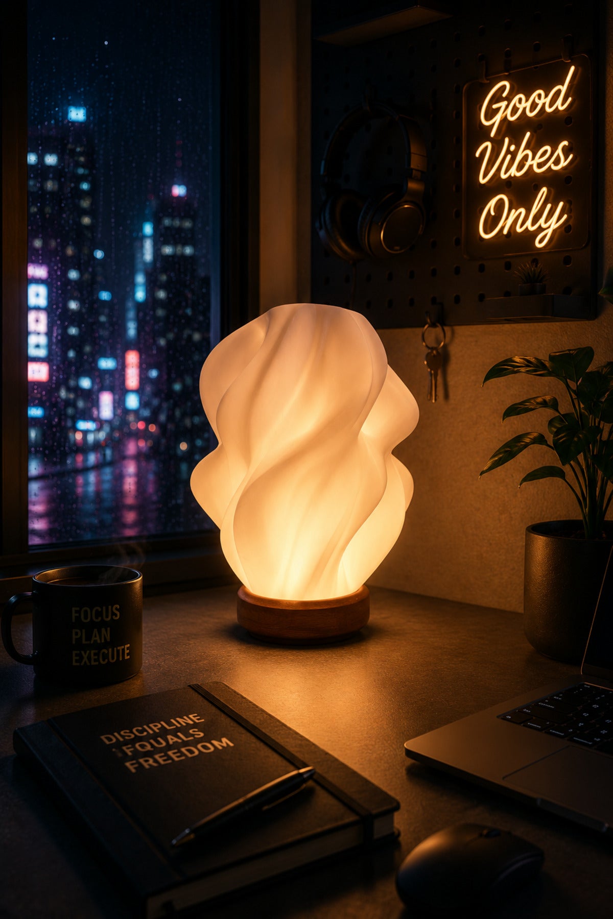 Lumea Flow Soyut Tasarımlı Dekoratif Masa Lambası Şık Gece Işığı