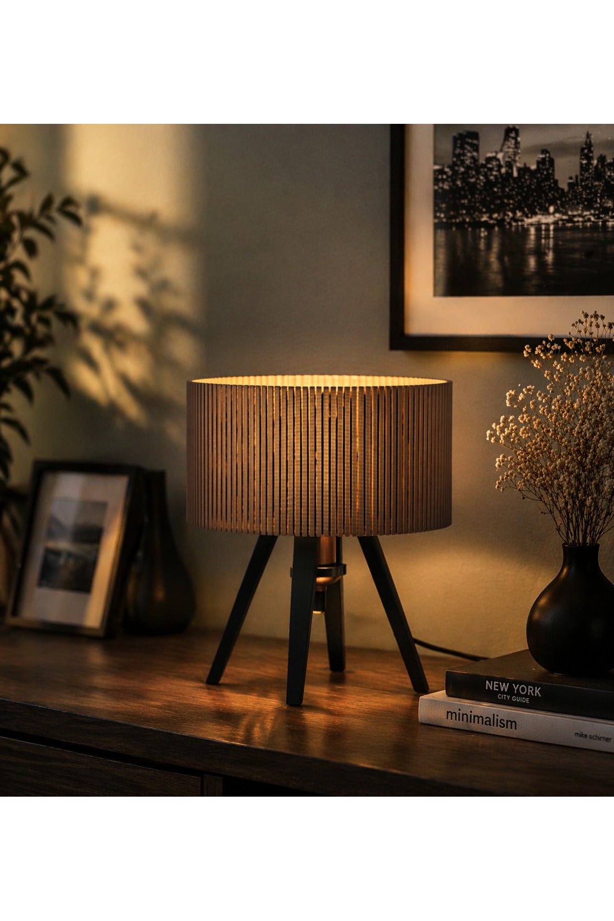 Nordic Linea Dekoratif Tripod Masa Lambası Gece Lambası Modern Aydınlatma