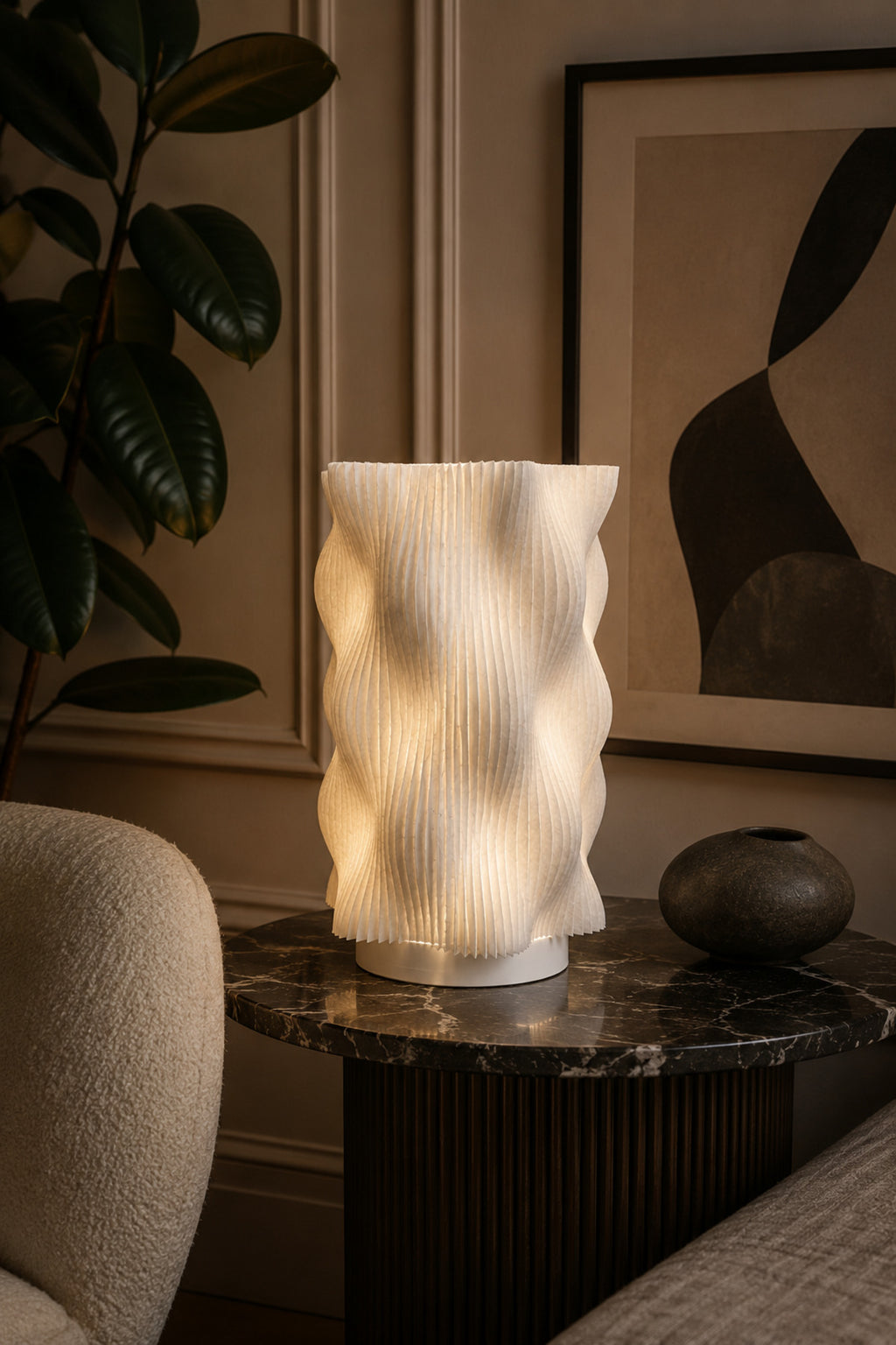 WAVY LAMP Premium Dekoratif Abajur – Modern Tasarım Gece Lambası, Ortam Işığı