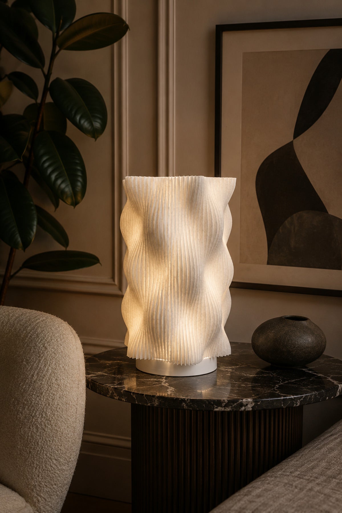 WAVY LAMP Premium Dekoratif Abajur – Modern Tasarım Gece Lambası, Ortam Işığı