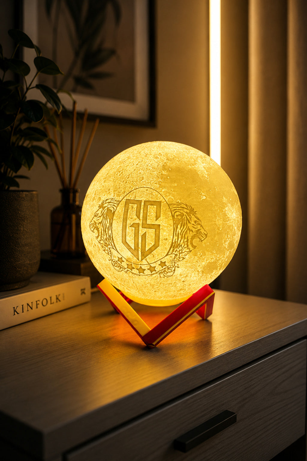 Aslan Fotoğraflı Galatasaray 3d Dekoratif Ay Gece Lambası Moon Lamp Pilli(13cm)