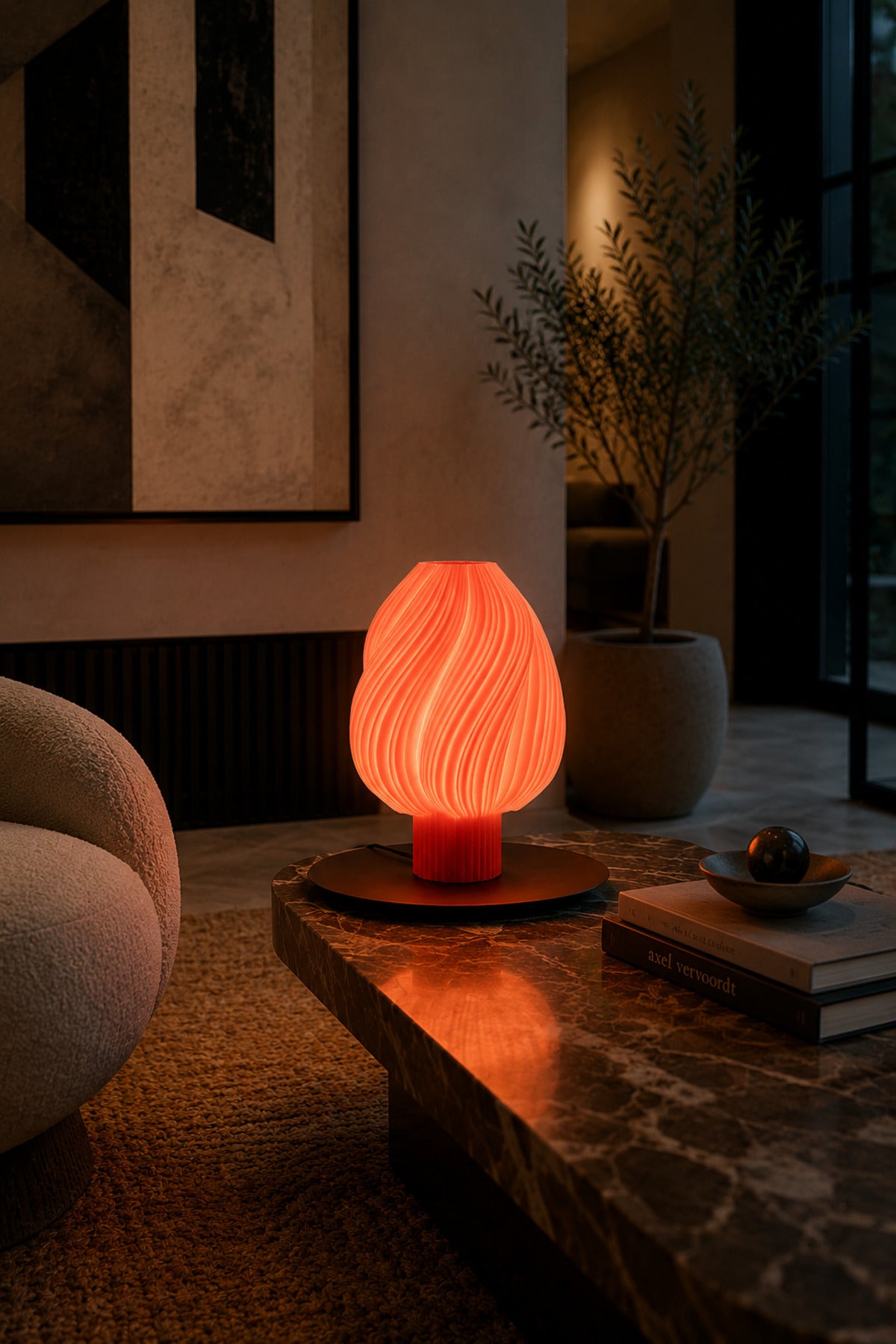 PearlBloom Kırmızı Dekoratif Masa Lambası Abajur