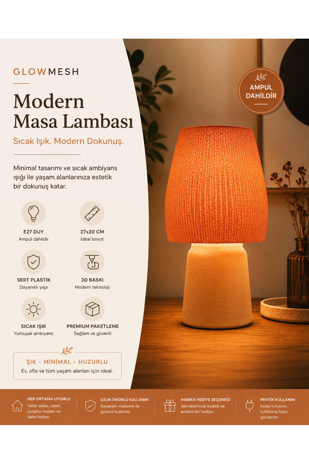 GlowMesh Modern Masa Lambası