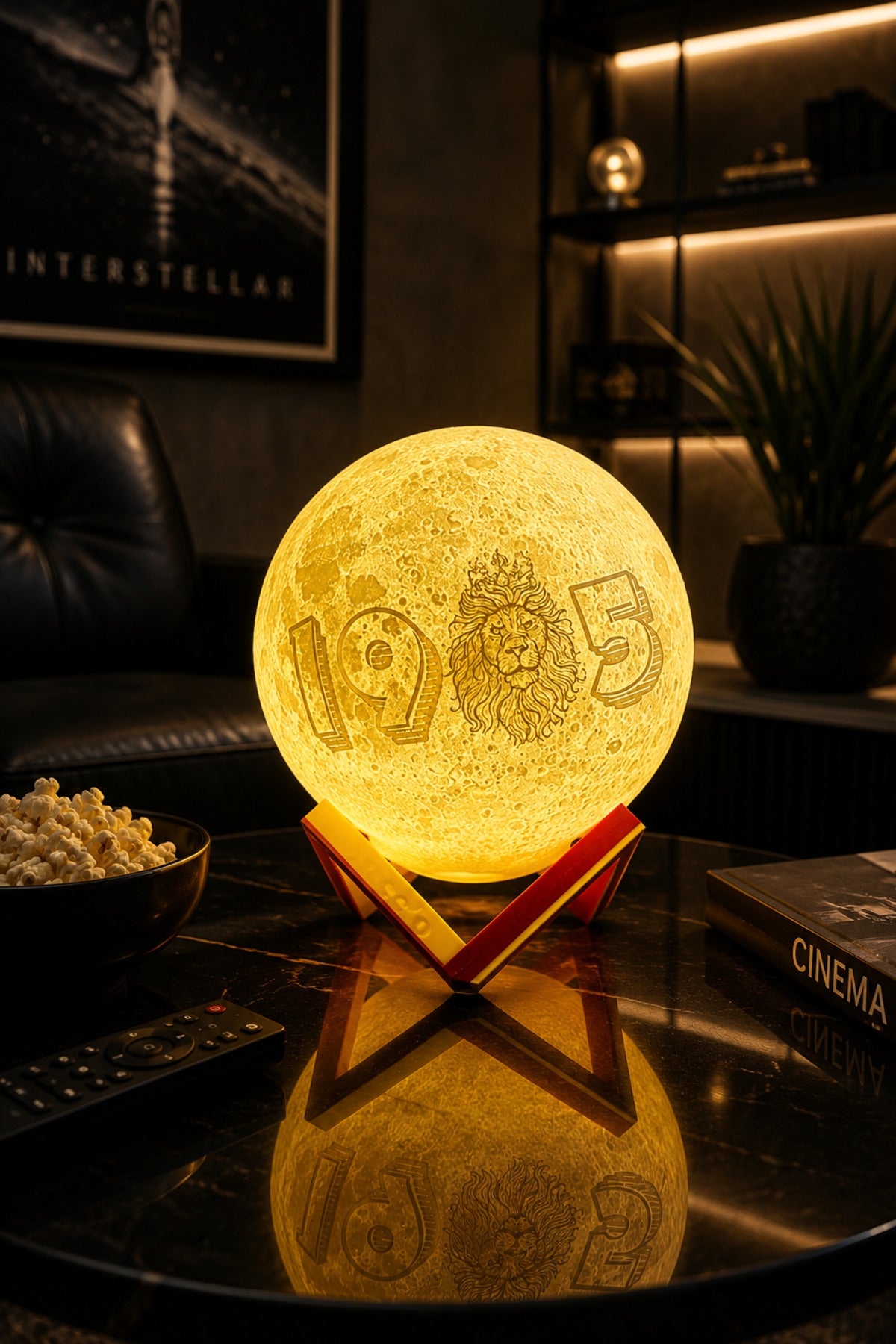 Aslan Fotoğraflı Dekoratif Ay Gece Lambası Moon Lamp Pilli 1905