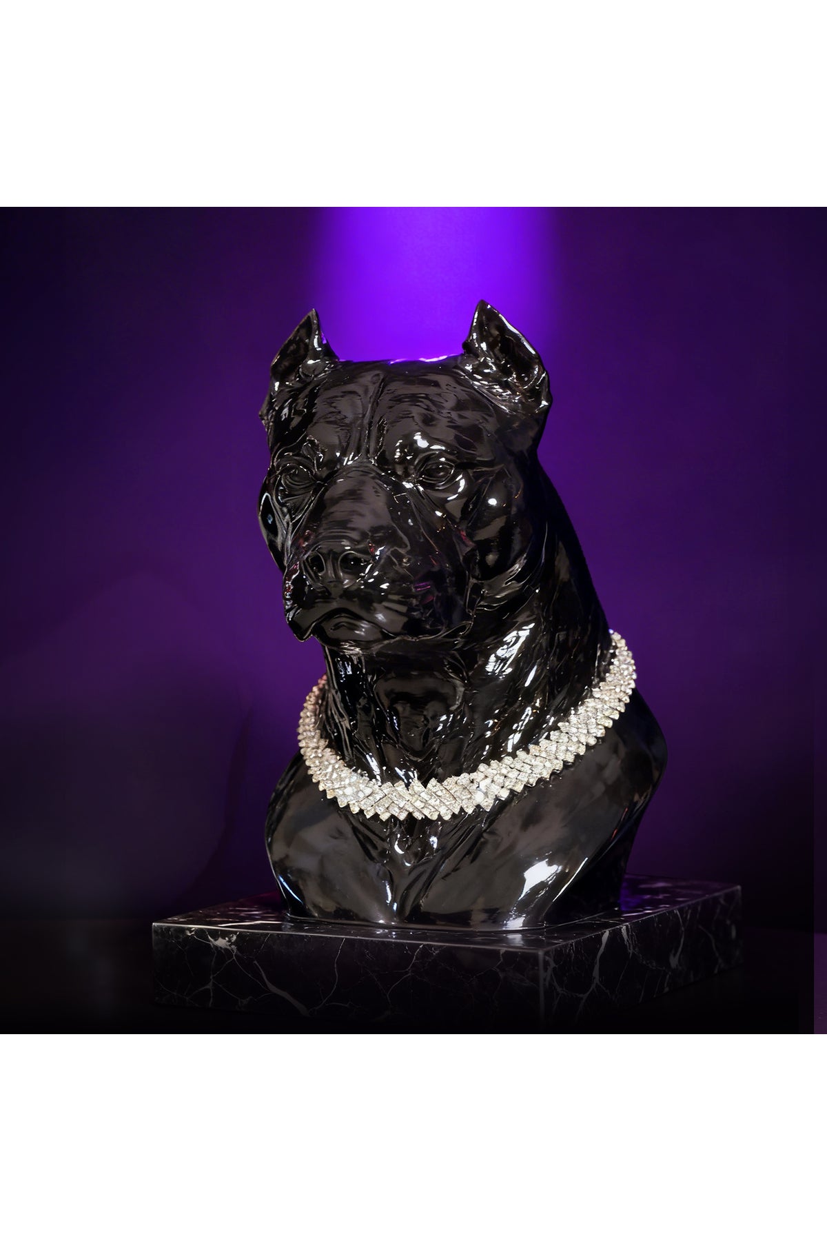 Vegas Pitbull Pırlanta Kolyeli Lüks Dekoratif Pitbull Figürü
