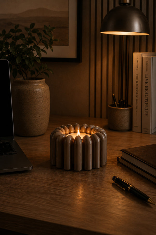 Kahverengi Floraglow Candle Holder | Dekoratif Pilli Mumluk