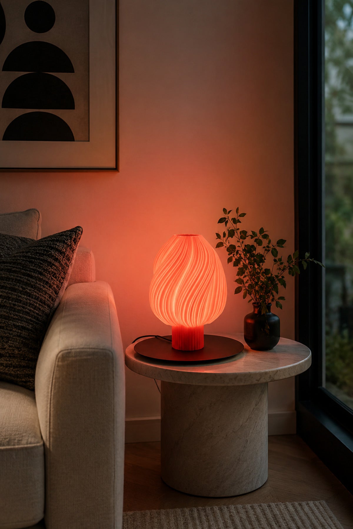 PearlBloom Kırmızı Dekoratif Masa Lambası Abajur