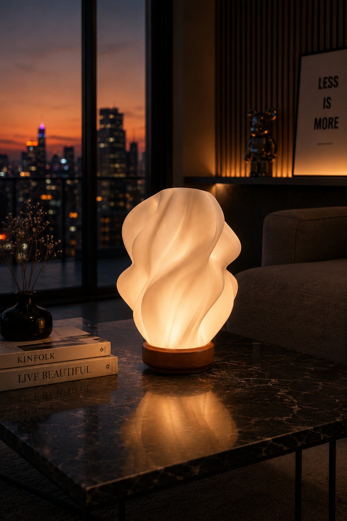 Lumea Flow Soyut Tasarımlı Dekoratif Masa Lambası Şık Gece Işığı