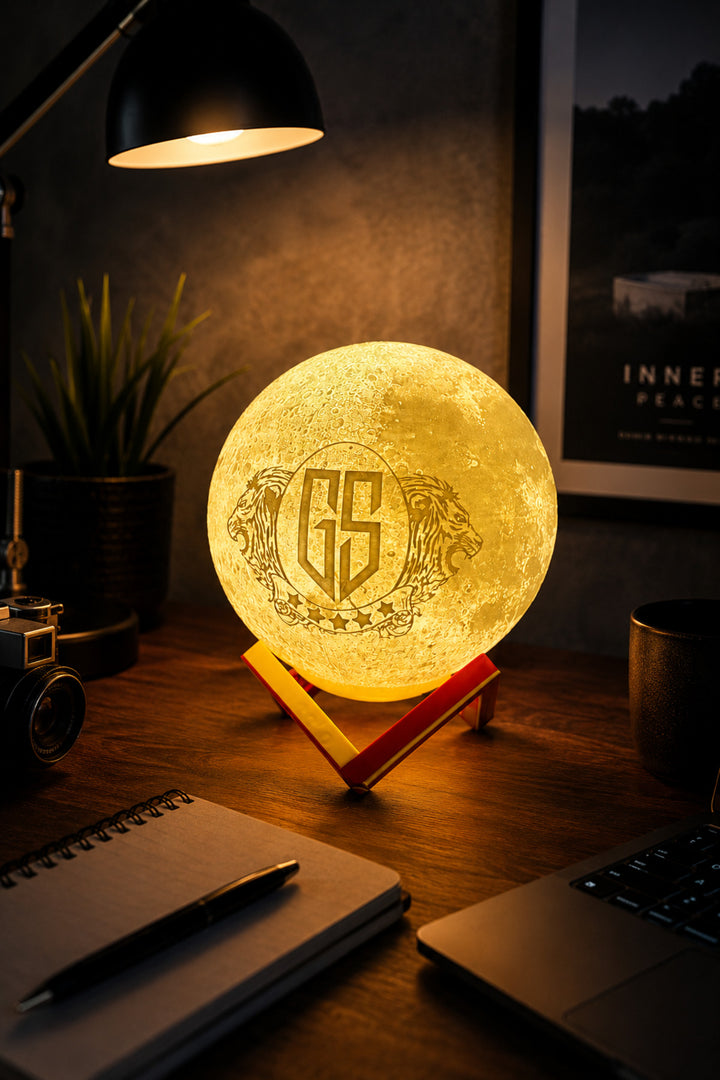 Aslan Fotoğraflı Dekoratif Ay Gece Lambası Moon Lamp Pilli 1905
