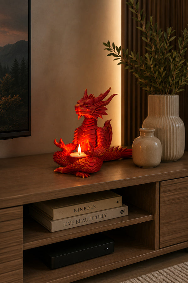 Kırmızı Dragonflame Dekoratif Mumluk | Dekoratif Ev Dekoru
