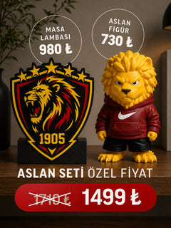 Aslan Seti Kampanyası Aslan Figür + Aslan Masa Lambası