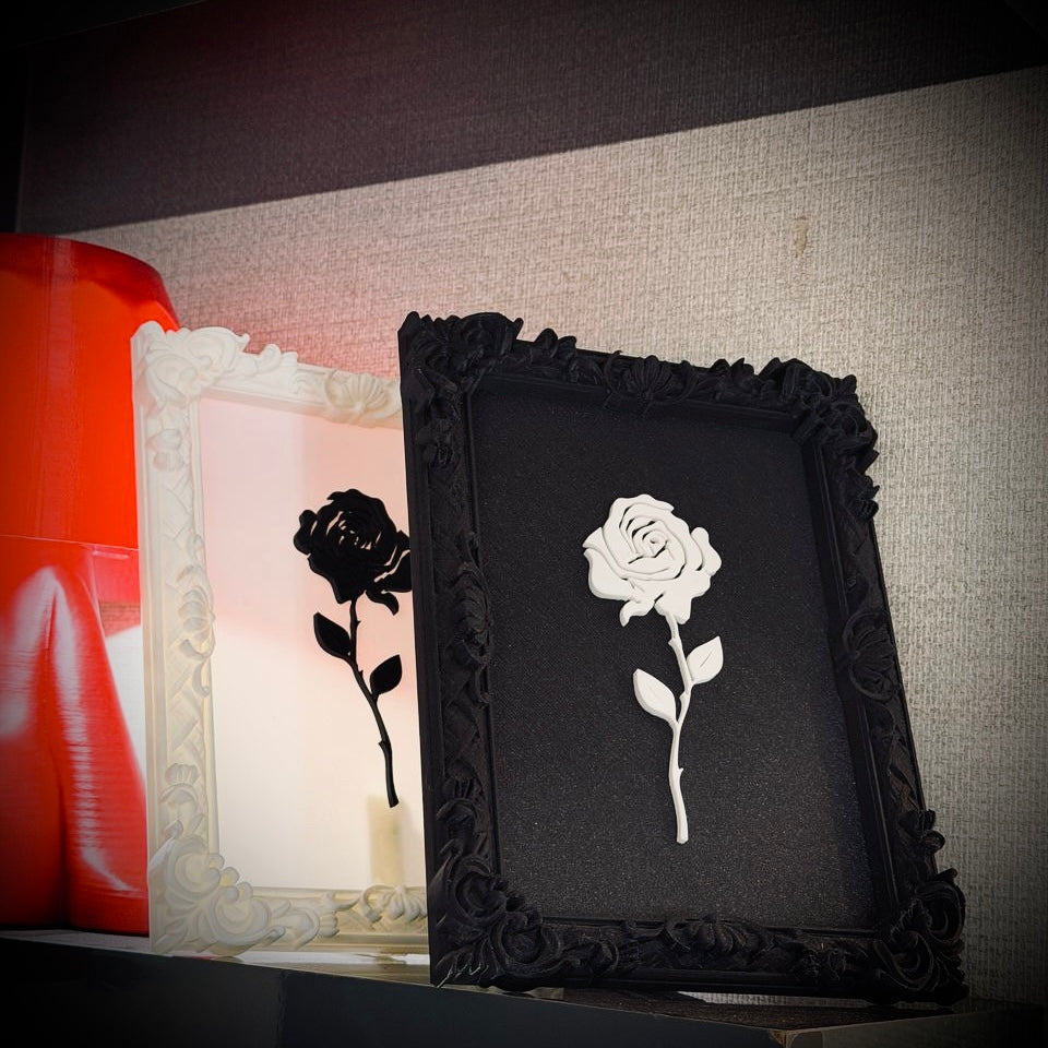 Monarch Rose Kabartma Gül Model Varaklı Beyaz Premium Tablo