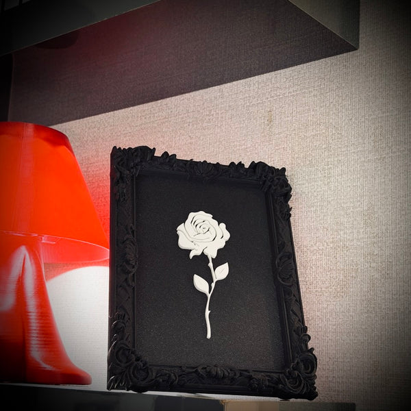 Monarch Rose Kabartma Gül Model Varaklı Siyah Premium Tablo