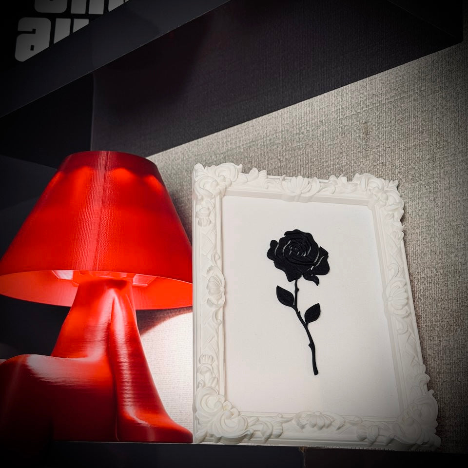 Monarch Rose Kabartma Gül Model Varaklı Beyaz Premium Tablo