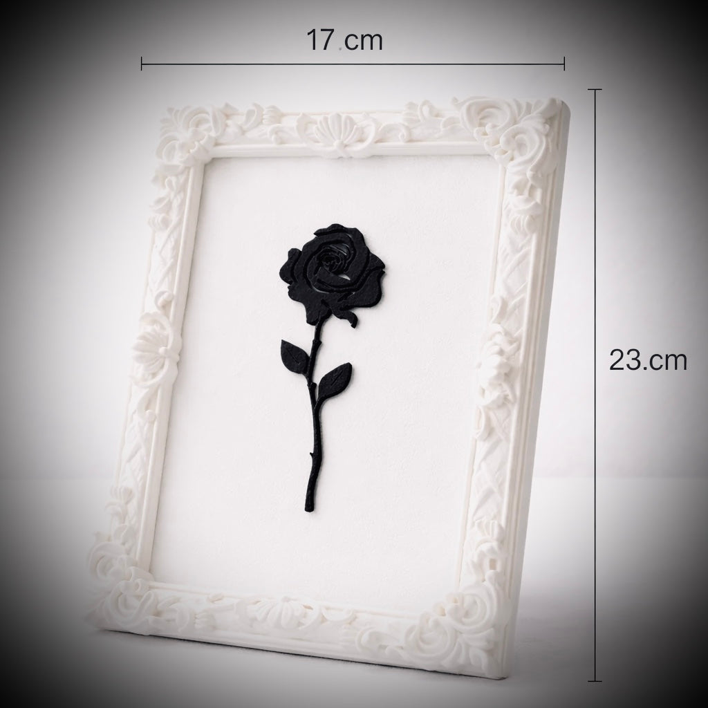 Monarch Rose Kabartma Gül Model Varaklı Beyaz Premium Tablo