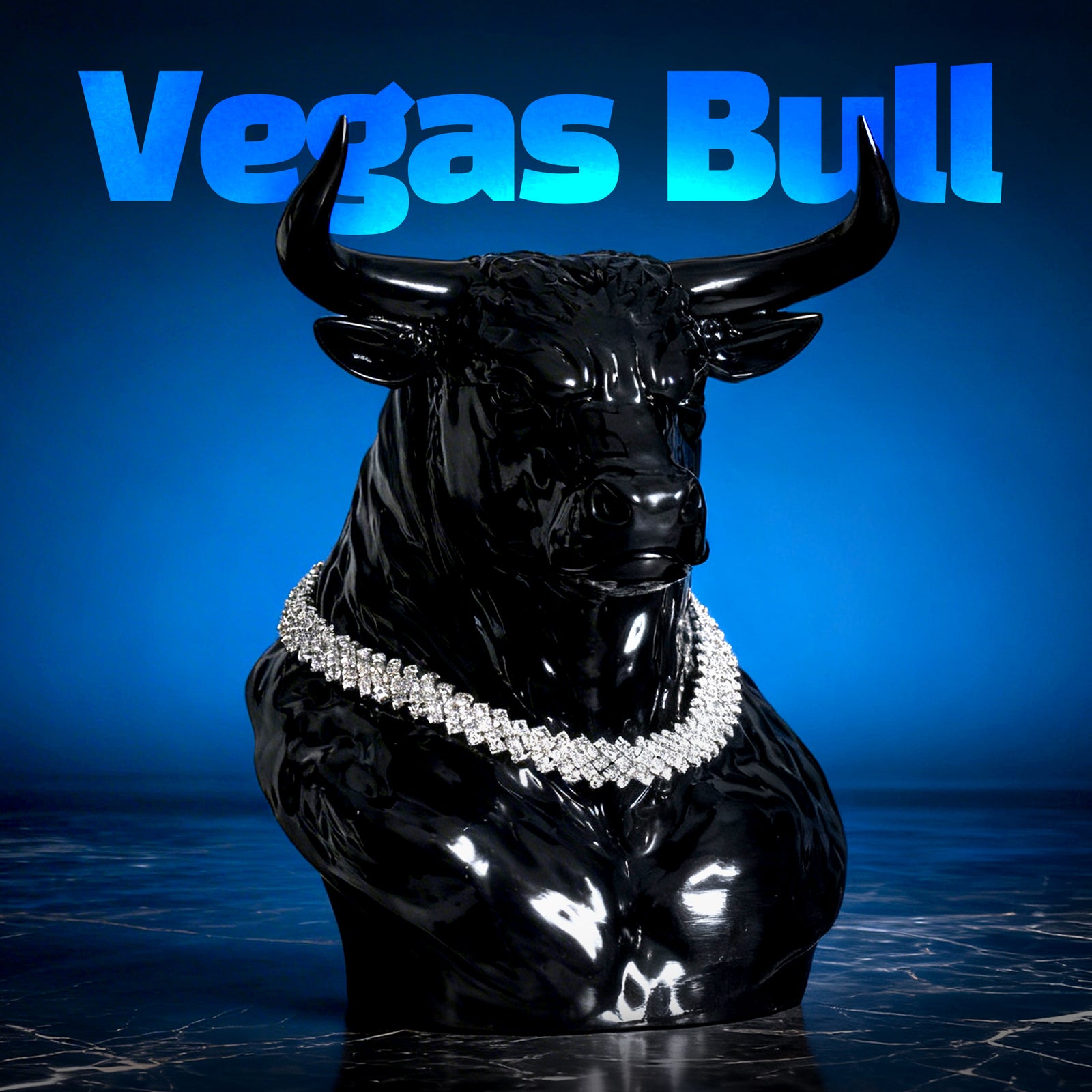 Vegas Bull Pırlanta Kolyeli Lüks Dekoratif Boğa Figürü