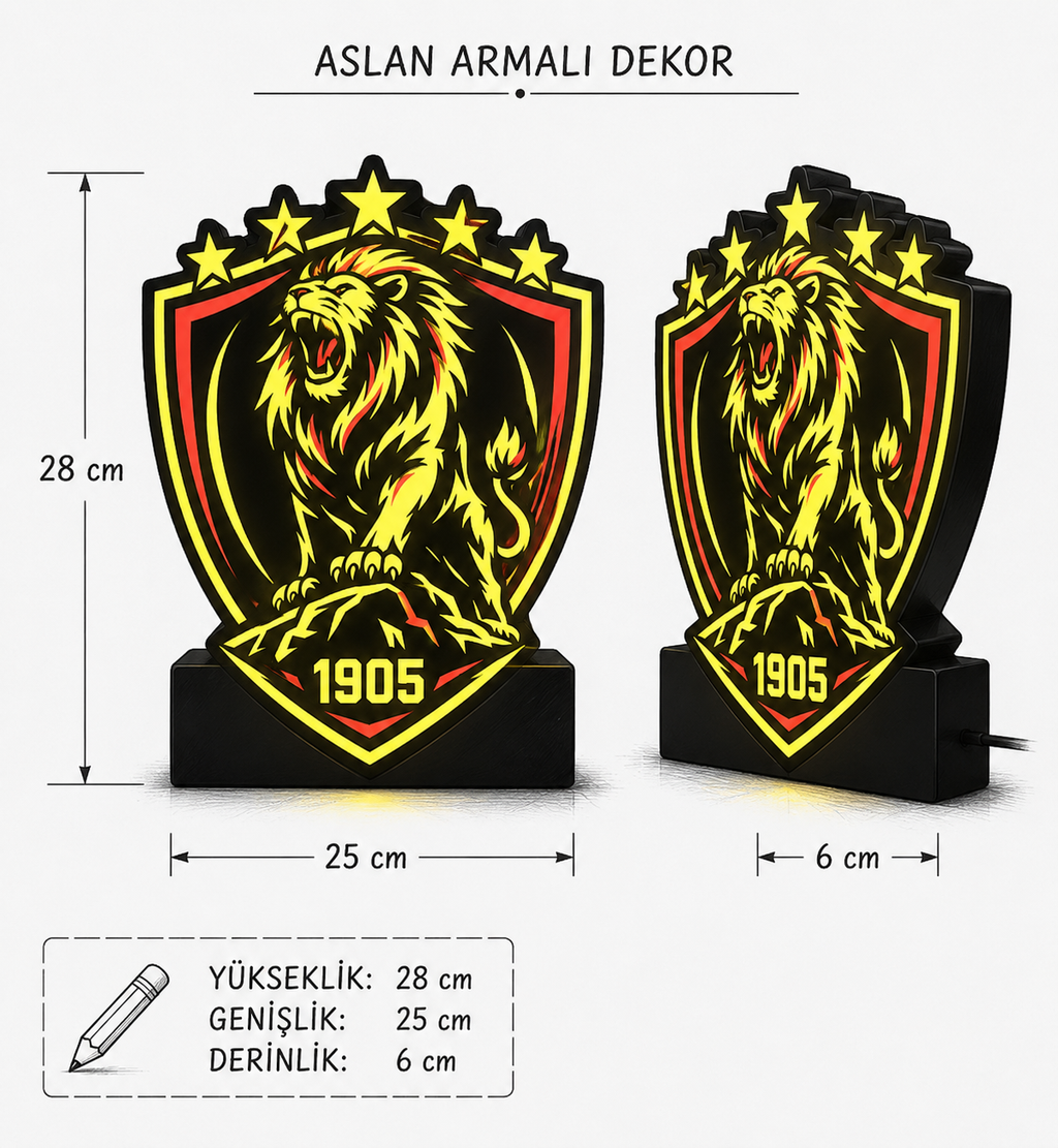Kükreyen Aslan Temalı Dekoratif Masa Lambası