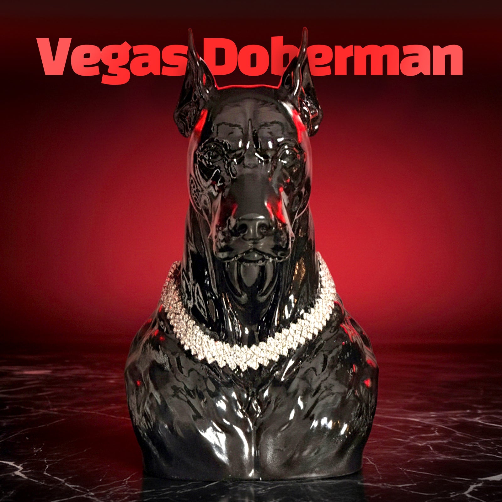 Vegas Deborman Pırlanta Kolyeli Lüks Dekoratif Doberman Figürü