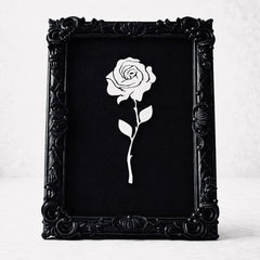Monarch Rose Kabartma Gül Model Varaklı Siyah Premium Tablo