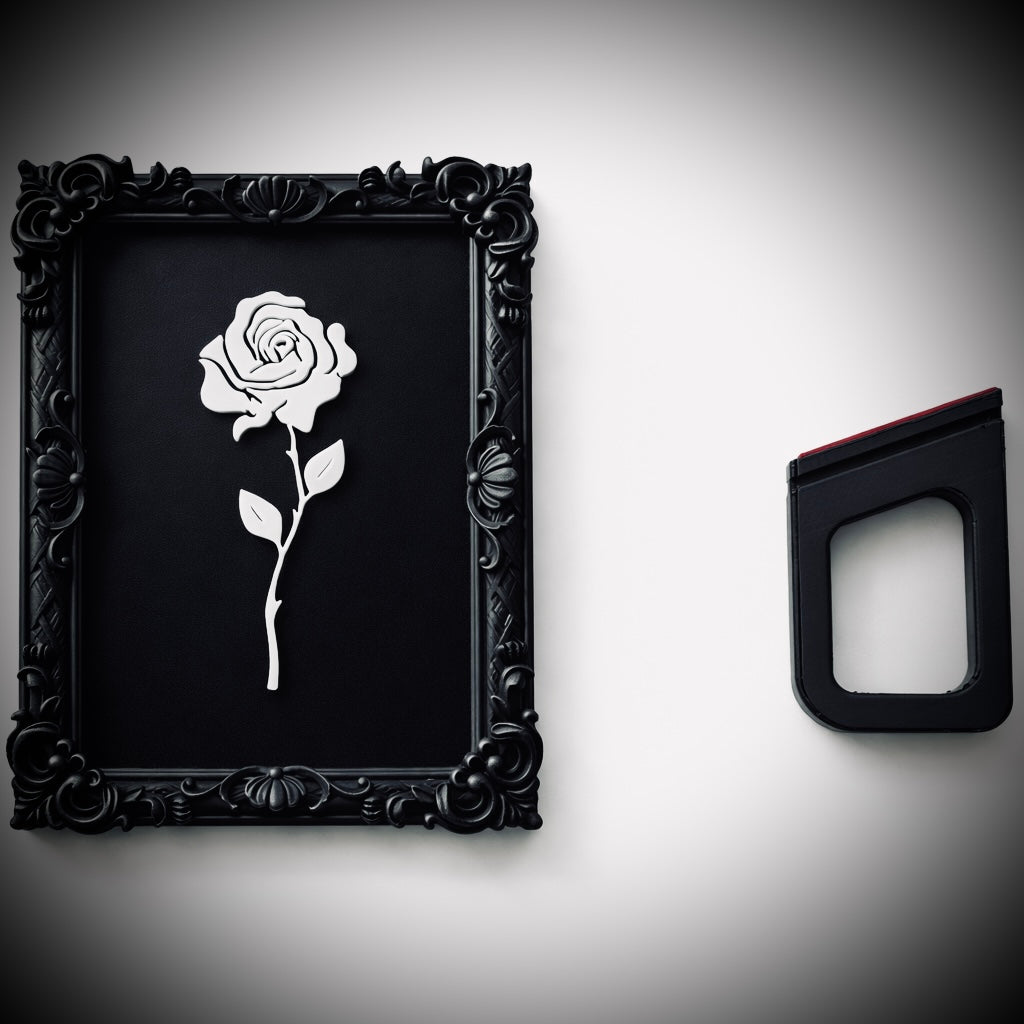 Monarch Rose Kabartma Gül Model Varaklı Siyah Premium Tablo