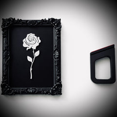 Monarch Rose Kabartma Gül Model Varaklı Siyah Premium Tablo