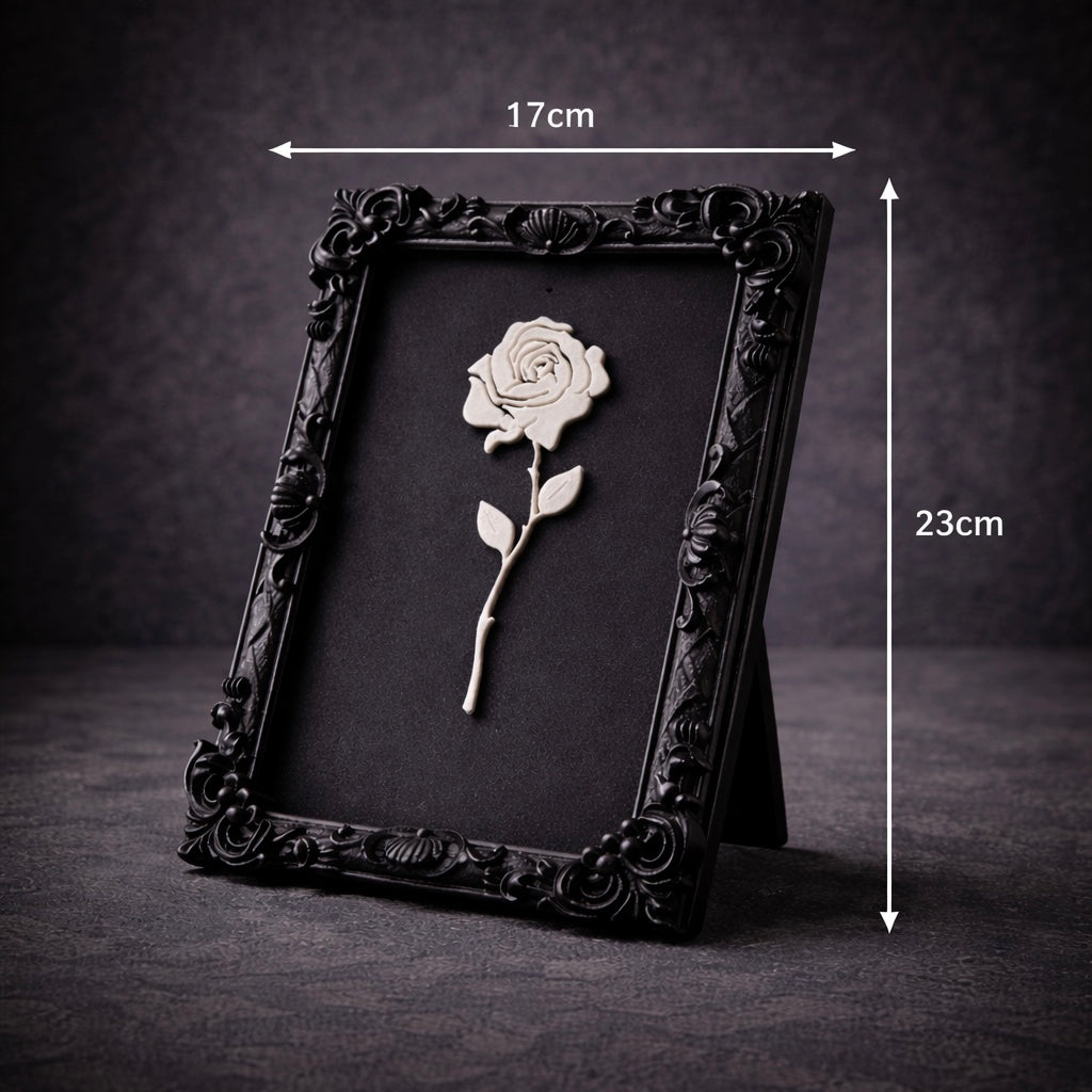 Monarch Rose Kabartma Gül Model Varaklı Siyah Premium Tablo