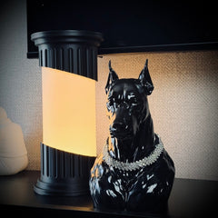 Vegas Deborman Pırlanta Kolyeli Lüks Dekoratif Doberman Figürü