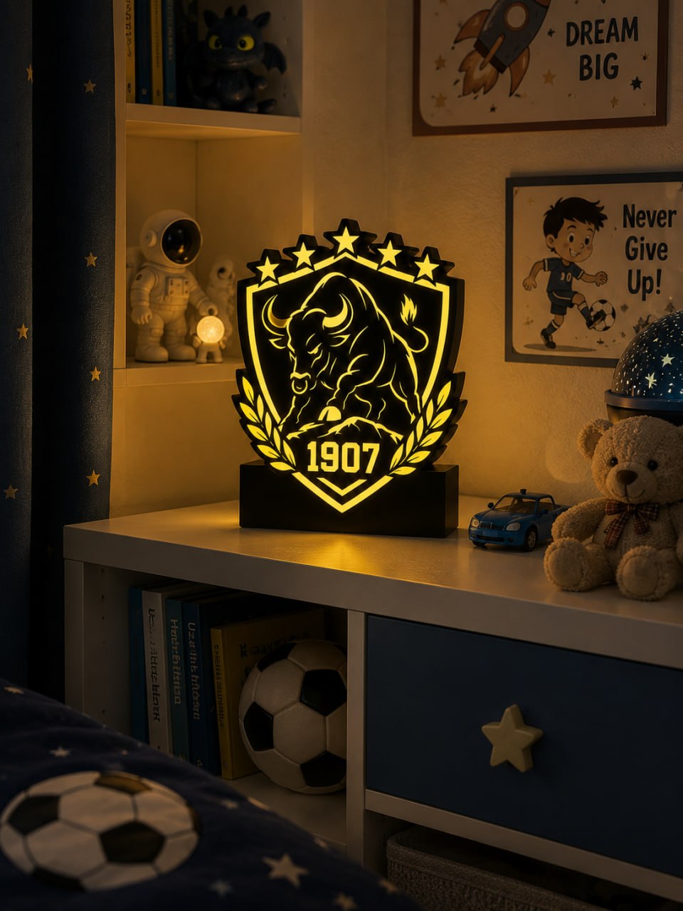 Boğa Figürlü 1907 Tasarım Gece Lambası Masa Lambası