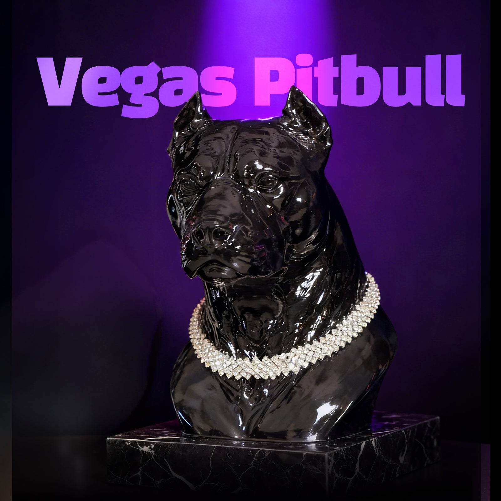 Vegas Pitbull Pırlanta Kolyeli Lüks Dekoratif Pitbull Figürü