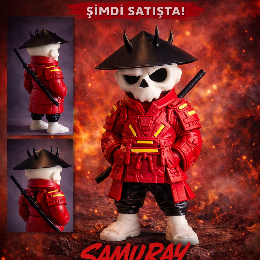 Kuru Kafa Samuray Warrior Kırmızı | Premium Karakter Figürü