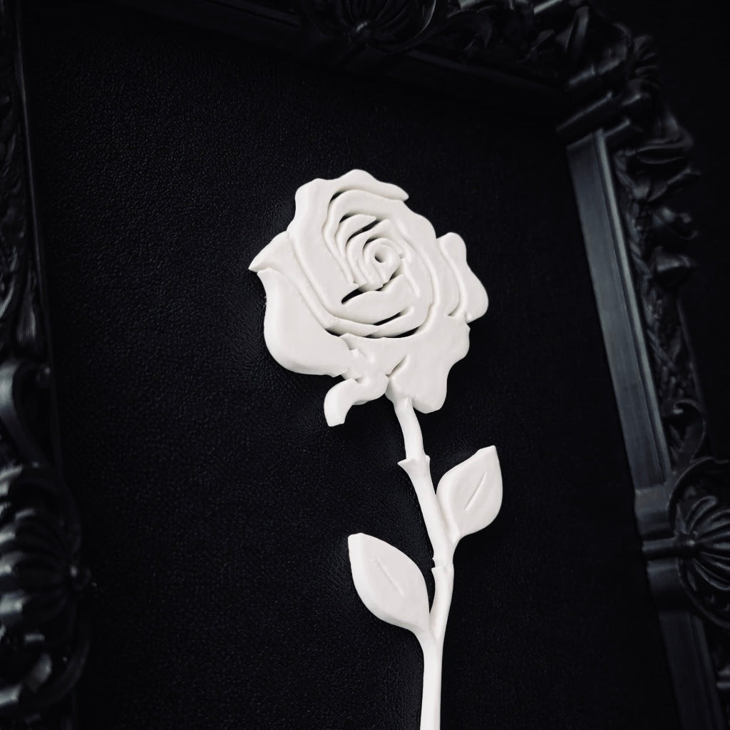 Monarch Rose Kabartma Gül Model Varaklı Siyah Premium Tablo