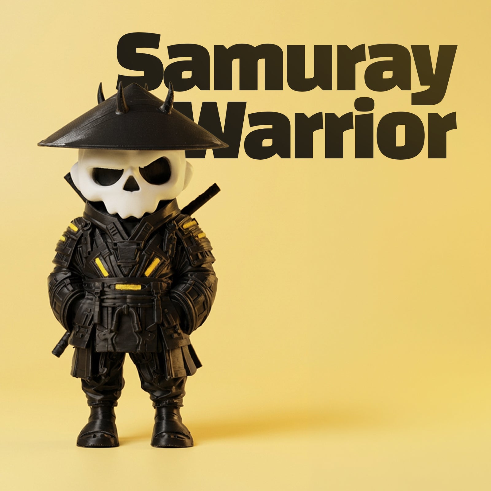 Kuru Kafa Samuray Warrior Siyah | Premium Karakter Figürü