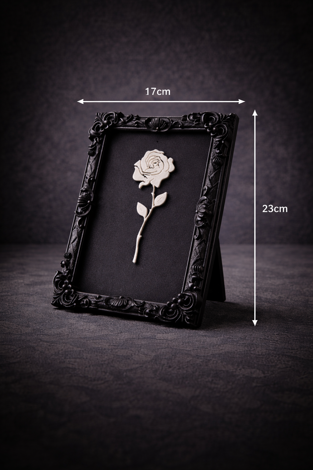 Monarch Rose Kabartma Gül Model Varaklı Beyaz Premium Tablo