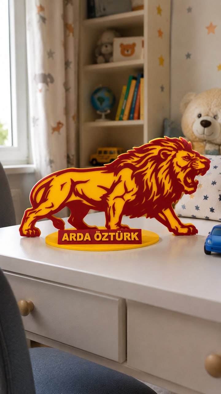 İsim Yazılabilen Masa Üstü Aslan Silüeti