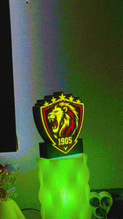 Aslan Figürlü 1905 Tasarım Masa Lambası Sarı Kırmızı Gece Lambası