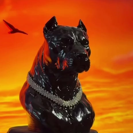 Vegas Pitbull Pırlanta Kolyeli Lüks Dekoratif Pitbull Figürü