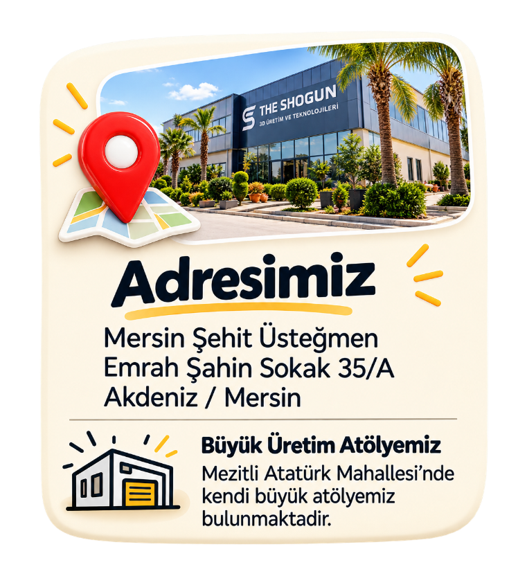 Adresimiz, Mezitli Atatürk Mahallesi üretim atölyesi